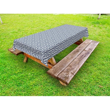 

Geometric Outdoor Tablecloth Vivid Colored Japanese Culture Inspired Floor Pattern Traditional Architecture Decorative Washable Fabric Picnic Tablecloth 58 X 104 Inches Grey White by Ambesonne