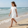 thumbnail image 3 of Grblisyd Dresses for Girls Kids Casual Crewneck Loose Short Sleeve Dress Solid Color Midi Dress 10-12 Years, 3 of 6