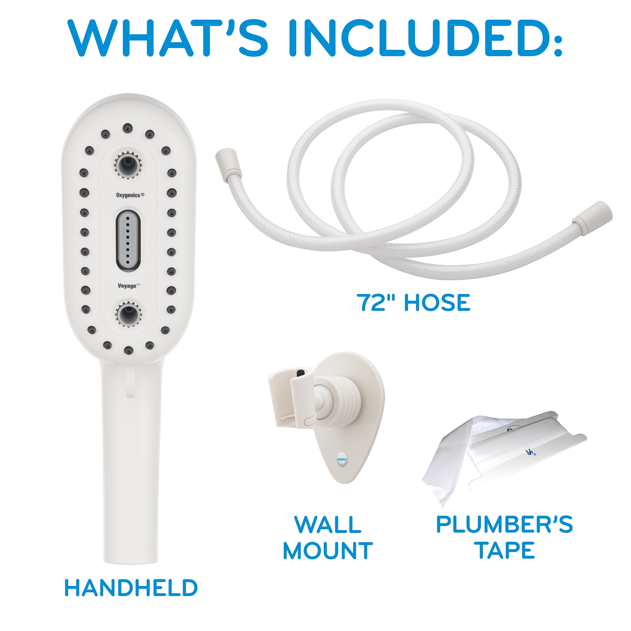 Oxygenics Voyage RV 4-Setting White Handheld Shower Head