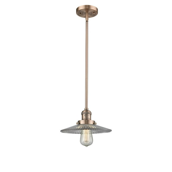 Innovations 201S-AC-G2-LED Halophane 1 Light Mini Pendant part of the Franklin Restoration Collection, Antique Copper