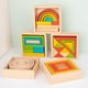 thumbnail image 4 of Bloques de madera apilables, rompecabezas encajables, juguetes educativos Montessori para niños y niñas Serie arcoiris, 4 of 9