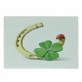 thumbnail image 1 of Clover Cutting Board, Luck Composition with Horseshoe Ladybug and Shamrock, Decorative Tempered Glass Cutting and Serving Board, in 3 Sizes, by Ambesonne, 1 of 2