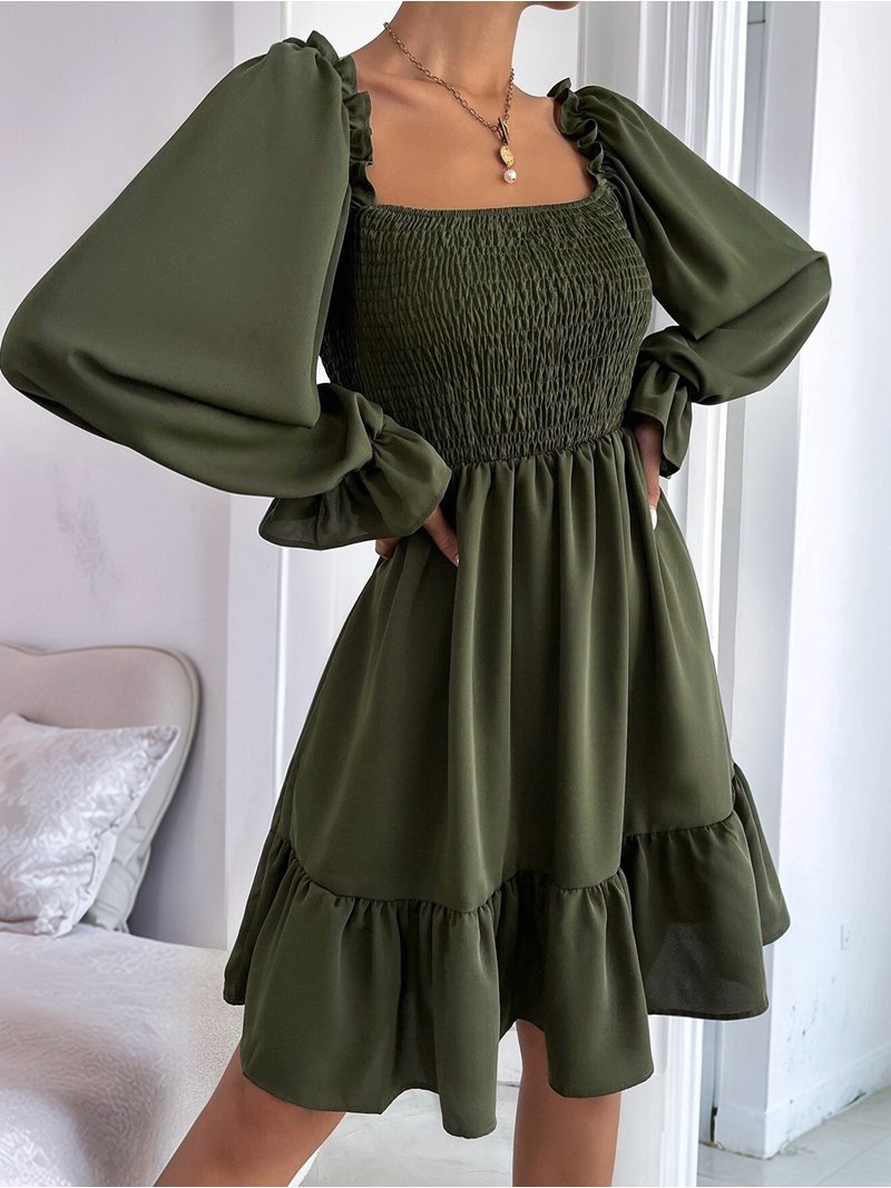 shirred long sleeve mini dress Black Cord Long Sleeve Shirred Bambi Mini Dress