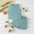 thumbnail image 3 of GYRATEDREAM 2Pcs Baby Boys Summer Clothing Sets Cute Colorblock Sleeveless Tank Tops T-Shirt Elastic Waist Shorts Outfits, 3 of 9