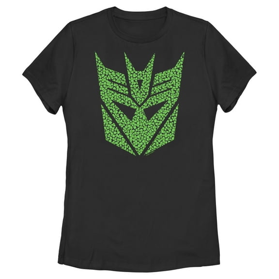 Women's Transformers St. Patrick's Day Cloverfield Decepticon Logo  Graphic Tee Black Large