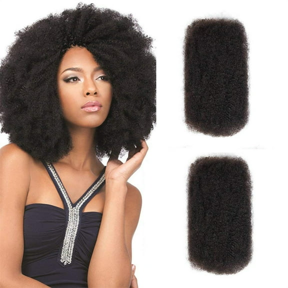 Triani 2Pcs Afro Kinkys Bulk Human Hair ((12 Inch, 100g, Natural Black) For Mini Twist Hair Bulk Human Braiding Hair For Micro Locs Extensions