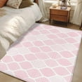 thumbnail image 4 of 3'x5' Rug for Living Room Bedroom, Pink Geometric Washable Area Rugs Non-Slip Carpet Mats, Morocco Modern Simple Abstract Aesthetic Indoor Low Pile Area Rug Runner for Kitchen, Mudroom, 4 of 8