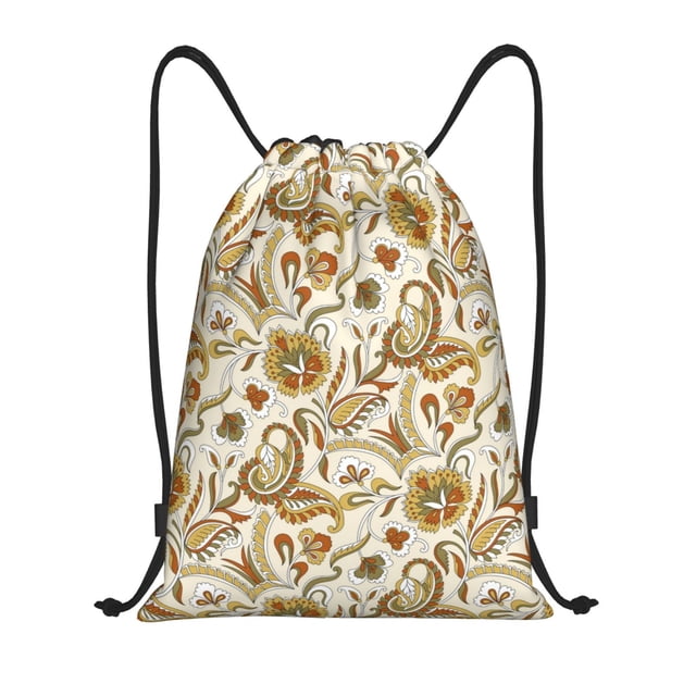 Fotbe Indian Paisley Bolsa Mochila con Cordón Estampada, Bolsa de Gimnasio Deportiva, Bolsa Cinch, Bolsa con Cordón para Hombres y Mujeres-Small