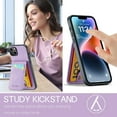 thumbnail image 4 of Allytechgroup Retro Wallet Case for Apple iPhone 13, RFID Blocking Cards Holder Kickstand Bumper Shockproof Anti-Scratch Premium PU Leather TPU Back Cover for Women Men, Purple, 4 of 8