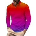 thumbnail image 2 of Golf Shirts for Men Big & Tall S-5X Plus Size Long Sleeve Tshirts Shirt with Zipper Collar Pullover Gradient Printed Basic Athletic Workout Tees Tops, 2 of 5