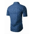 thumbnail image 2 of MODA NOVA Big & Tall Men's Shirts Short Sleeve Button Down Floral Printed Shirt Navy Blue 46, 2 of 6
