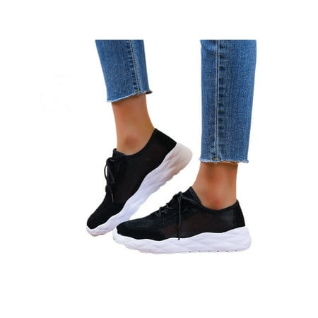 

Crocowalk Ladies Shoes Sport Sneakers Breathable Athletic Shoe Women Flats Running Fashion Fitness Workout Trainers Black 5