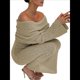 thumbnail image 2 of Vestido Ajustado Tipo Suéter con Hombros Descubiertos para Mujer, Elegante, de Larga, para Fiesta en Club, Midi y Formal. Albaricoque M, 2 of 10