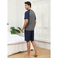 thumbnail image 2 of Pdbokew Mens Pajamas Set Lightweight Summer Pjs Sleepwear Soft Comfy Short Sleeve Loungewear Dark Gray with Navy Blue XL, 2 of 6