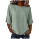 thumbnail image 2 of Neewe Women's Summer Casual Crewneck Half Sleeve T-Shirts Plain Loose Fit Cotton Linen Basic Tops Tees Blouses, 2 of 8