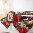 thumbnail image 4 of Feelyou Kawaii Santa Claus Full Size Comforter Sets, Winter Christmas Deer Bedding Comforter Set, Xmas Poinsettia Floral Reversible Bedding Sets, Microfiber Bedroom Decor, 3pcs, 4 of 8