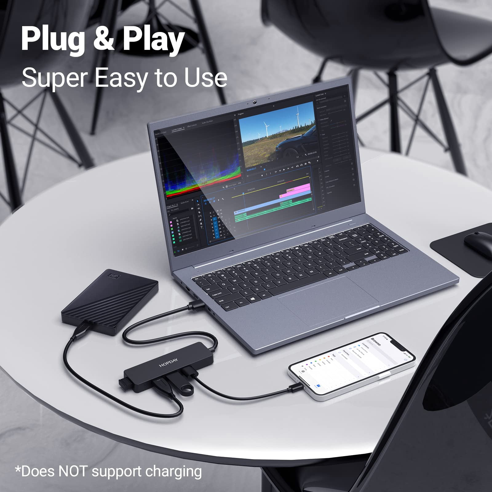 USB Hub, 4 in 1 USB Hub 3.0, USB 3.0 Hub Ultra Slim Adapter for MacBook Pro/Air, iPad Pro/Air, Surface Go, XPS, Pixelbook and more Tpye A Devices