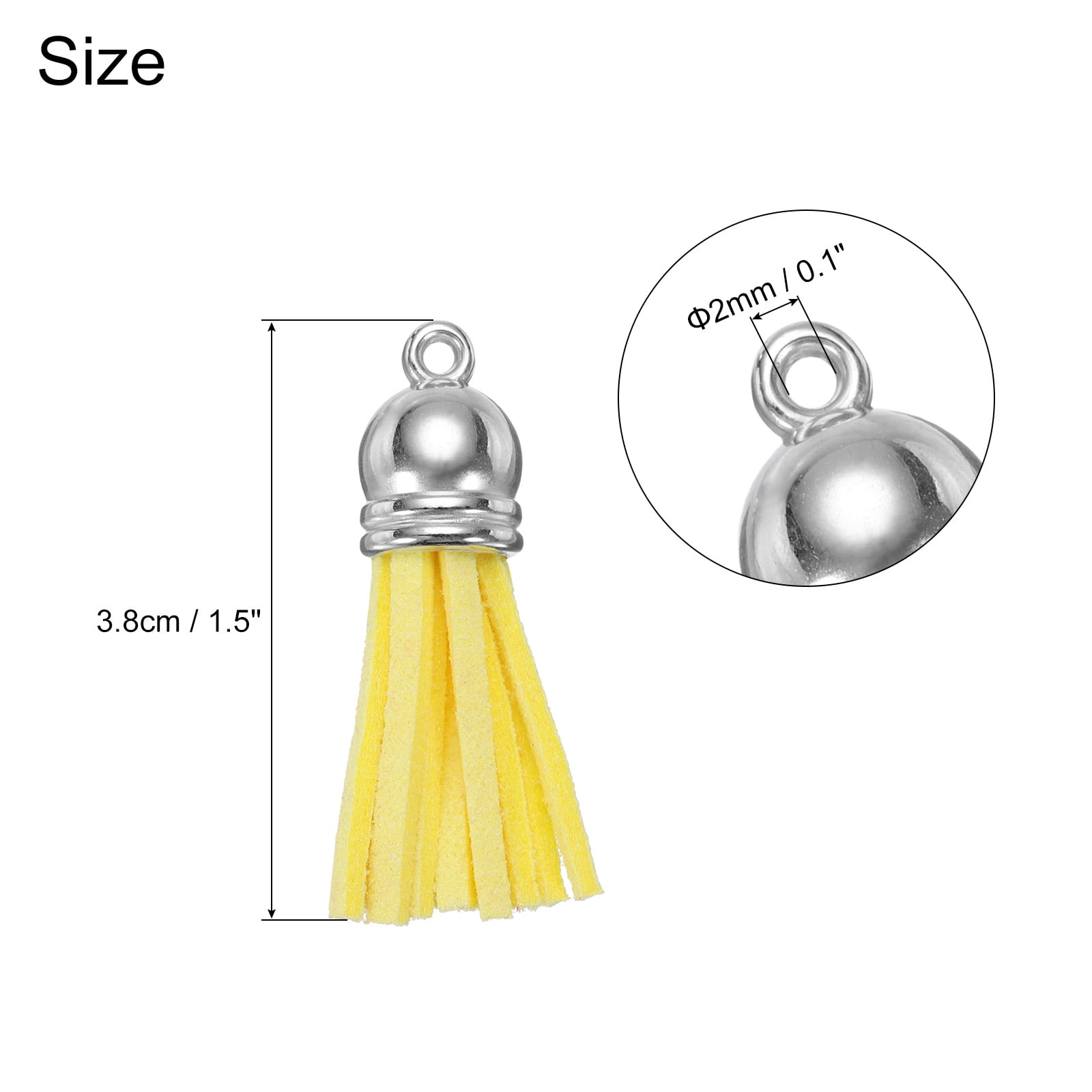 Unique Bargains Keychain Tassels Bulk Leather Tassels Yellow