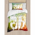 thumbnail image 3 of Africa Duvet Cover Set King Size, Fractal Deer Family Geometric Cut Shapes Hunt Adventure Themed Desert Eco Graphic, Decorative 3 Piece Bedding Set with 2 Pillow Shams, Multicolor, by Ambesonne, 3 of 3