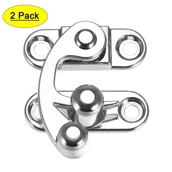Uxcell Vintage Lock Clasp Left Latch Hook Hasp 1.29" x 1.10" Swing Arm Latch Silver Tone 2Pcs