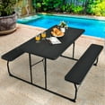 thumbnail image 3 of Gymax Folding Picnic Table & Bench Set for Camping BBQ w/ Steel Frame Black, 3 of 10