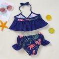 thumbnail image 5 of Fesfesfes Toddler Baby Kids Girls Bathing Suit Slip Leopard Print Swimsuits Beach Ruffle Patchwork Halter Neck Two-Piece Swimwear Bikini Sets, 5 of 9