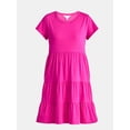 thumbnail image 4 of Time and Tru Women's Tiered Cotton Dress with Short Sleeves, Sizes XS-XXXL, 4 of 4