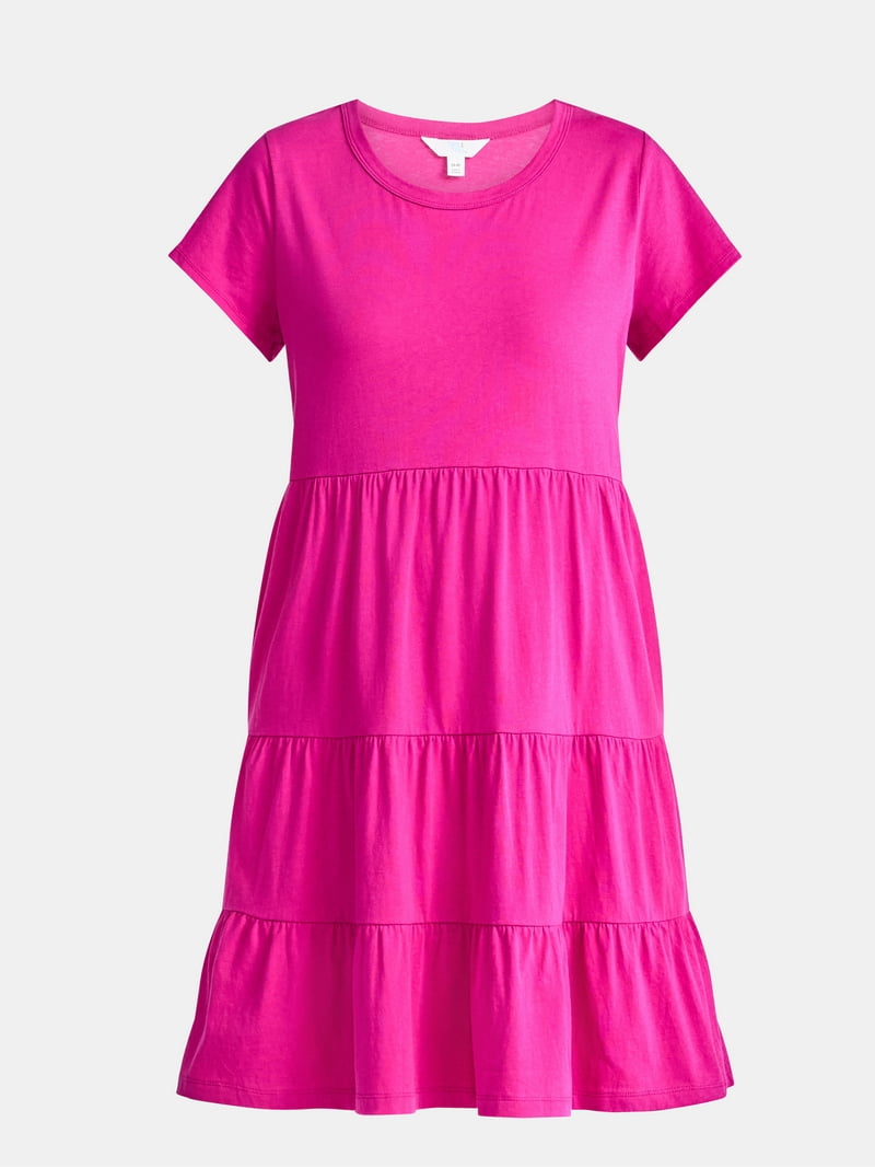 walmart time and tru tiered knit dress Time and Tru women's Tiered Knit Dress Pockets