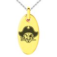thumbnail image 1 of Stainless Steel Buccaneer Privateer Pirate Engraved Small Oval Charm Pendant Necklace, 1 of 1