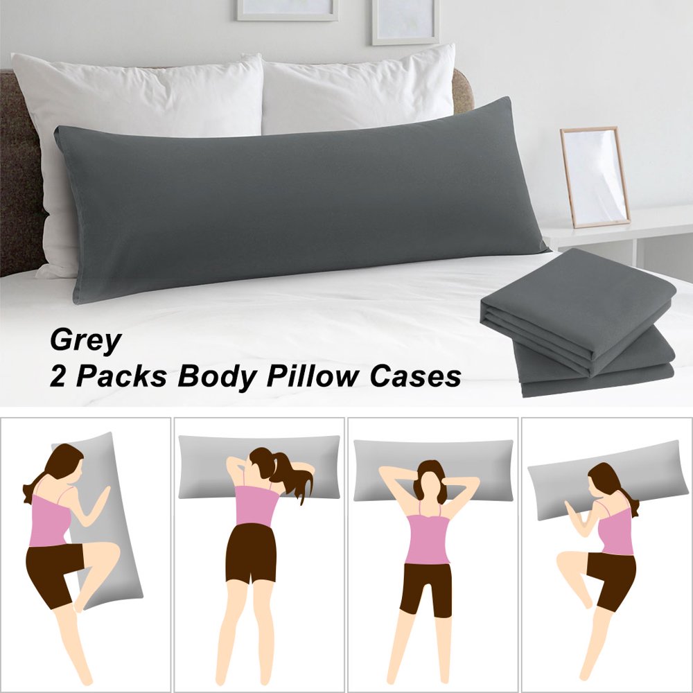 PiccoCasa Grey Microfiber Body Pillowcase with Envelope Closure Set of