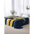 thumbnail image 5 of Nautical Anchor California King Size Flat Sheet, Wrinkleproof & Fadeproof Cooling Flat Bed Sheet Only, Navy Blue Yellow Striped Farmhouse Ombre Breathable Soft Bedding Top Sheets 108 x 98 Inches, 5 of 8