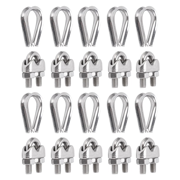 SG Store 4 Clips De Fijación Para Cable De Acero Inoxidable 316 (M8 X 4mm): Abrazadera Antideslizante Para Tensar Cuerdas, Vallas Y Tendederos