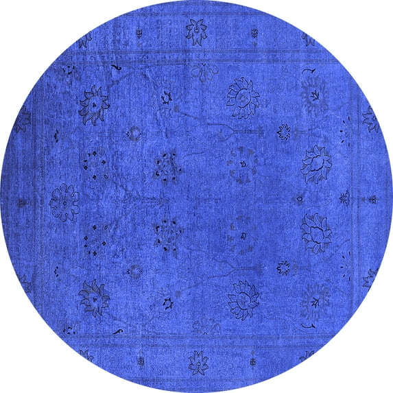 Ahgly Company Indoor Round Oriental Blue Industrial Area Rugs, 8' Round