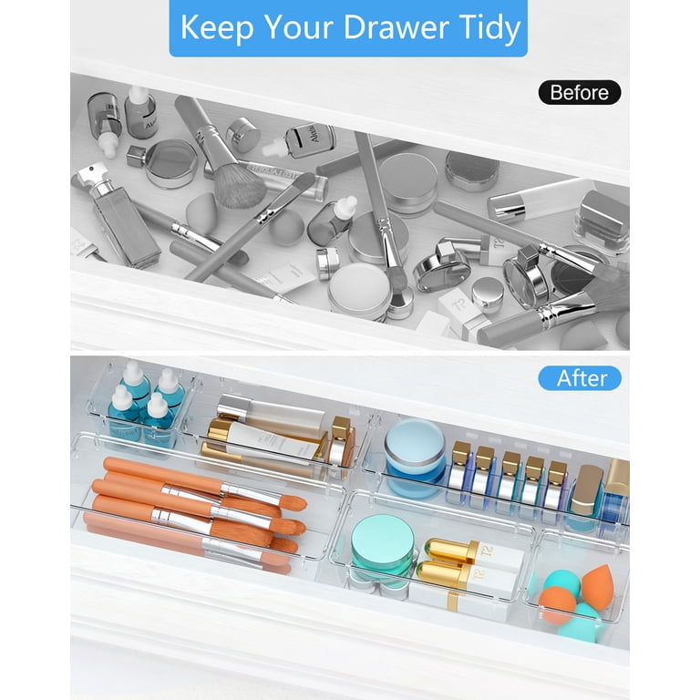 Asnews 60-Piece Clear Plastic Drawer Organizer Set, 4 Sizes photo 7