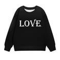 thumbnail image 4 of Girl's Sweatshirts Love Letter Graphic Cotton Drop Shoulder Long Sleeve Crewneck Pullover Kids Valentines Blouse, 4 of 7