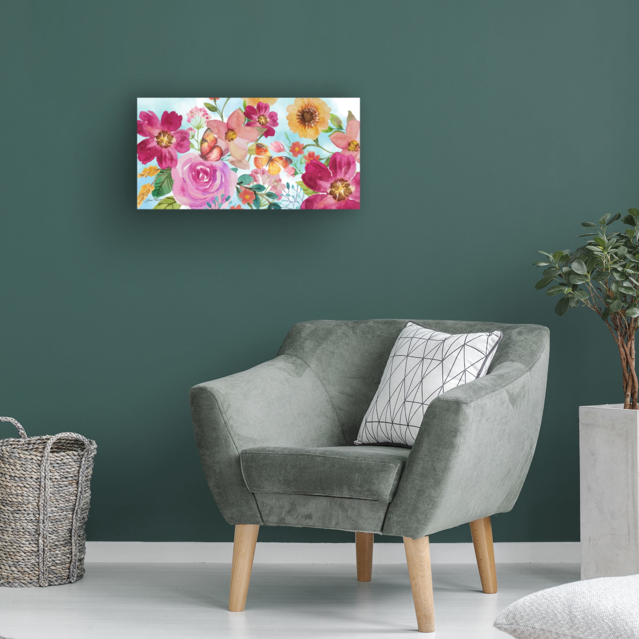 Canvas Wall Art - Jean Plout 'Festive Flower Garden' Wall Art for Living Room, Bedroom, or Office Décor by Trademark Fine Art - 19 x 10 Inches