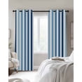 thumbnail image 3 of Blue Stripe Blackout Curtains, Light Blocking Print Window Curtains, Ombre Geometric Farmhouse Vertical Striped Thermal Insulated Window Drapes for Living Room Kitchen Cafe 2 Panels, 55"W x 39"L, 3 of 9