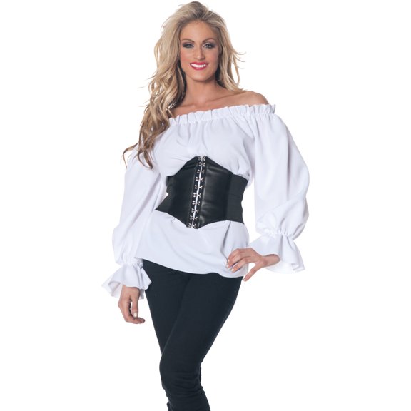 Women's White Renaissance Long Sleeve Costume Shirt 3X-Large 24