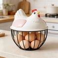 thumbnail image 3 of ToyKingdee Chicken-Shaped Wrought Iron Storage Basket for Eggs, Fruits, Vegetables, Decorative Kitchen Organizer, 3 of 6
