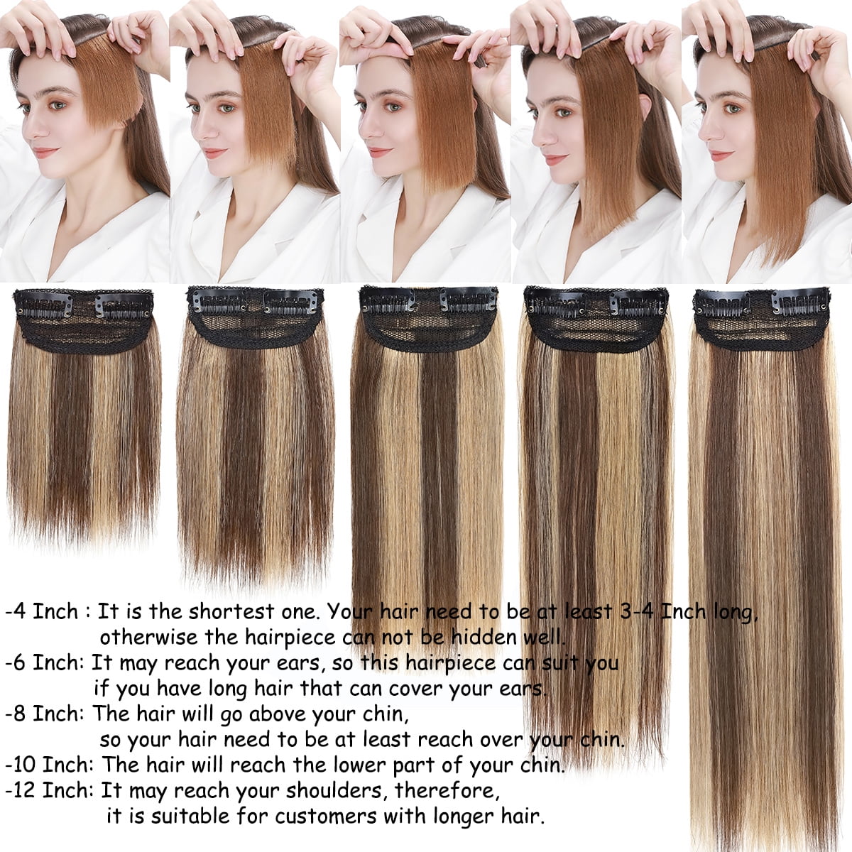 SEGO Thick Clip in Mini Human Hair Extensions for Women Adding Hair Volume Seamless Short Straight Clip in Human Hair Pad Hairpieces Topper for Thinning Hair