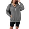 thumbnail image 4 of UngA Half Zipper Pullover Women 2025 Fall Hooded Sweatshirts Long Sleeve Cropped Hoodies Pullover Winter Fashion Clothes Women's Hoodie (Dark Gray,XL), 4 of 7
