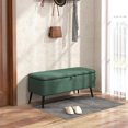 thumbnail image 2 of HOMCOM Storage Ottoman Bench, Linen Fabric Footstool Dark Green, 2 of 10