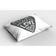 thumbnail image 2 of Ambesonne Saying Pillow Sham 2 Pack, Retro Love Heart Image, 26"x20", Grey and White, 2 of 3