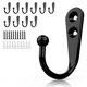 thumbnail image 1 of 10 Uds. Ganchos de pared de un solo gancho negro ganchos para abrigos negros con tornillos de montaje, 1 of 5