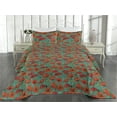 thumbnail image 2 of Ambesonne Poppy Quilted Bedspread Set 3 Pcs, Retro Meadow Flowers Romance, King, Teal Burnt Orange and Green, 2 of 4