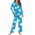 thumbnail image 2 of Garronmavis Halloween Ghost 2 Piece Pajama Set Long Sleeve Button-Down Sleepwear Soft Comfy Top and Pants Loungewear Nightwear for Fall Winter, 2 of 7