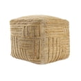 thumbnail image 3 of Laddha Home Designs Hand Woven Geometric Stiped Square Medium Pouf Ottoman - 18" - Brown, 3 of 7