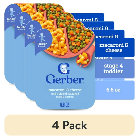 (4 pack) Gerber Toddler Food, Macaroni & Cheese, Mealtime for Toddler 6.6 oz