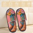 thumbnail image 2 of Fotbe Cowboy Boots With Flowers Pantuflas Peludas para Mujer con Estampado, Zapatillas de Peluche, Zapatos de Invierno para Casa, Uso Interior y Exterior-Large, 2 of 8