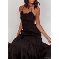 thumbnail image 5 of Jaimenalin Women'S Halter Tie Back Sleeveless Tiered Smocked Maxi Dress Black L, 5 of 7